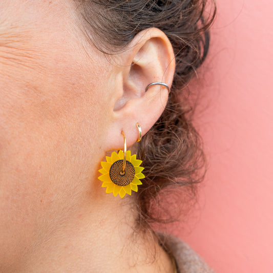 Zonnebloem oorbellen - Nieuw!